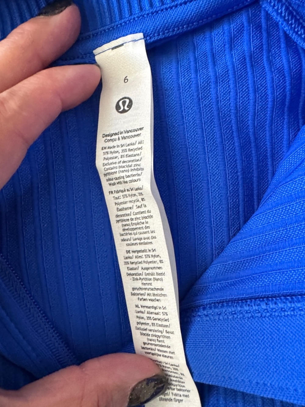 lululemon athletica Royal Blue Ribbed Quarter-Zip Long Sleeve Top - Picture 2 of 3